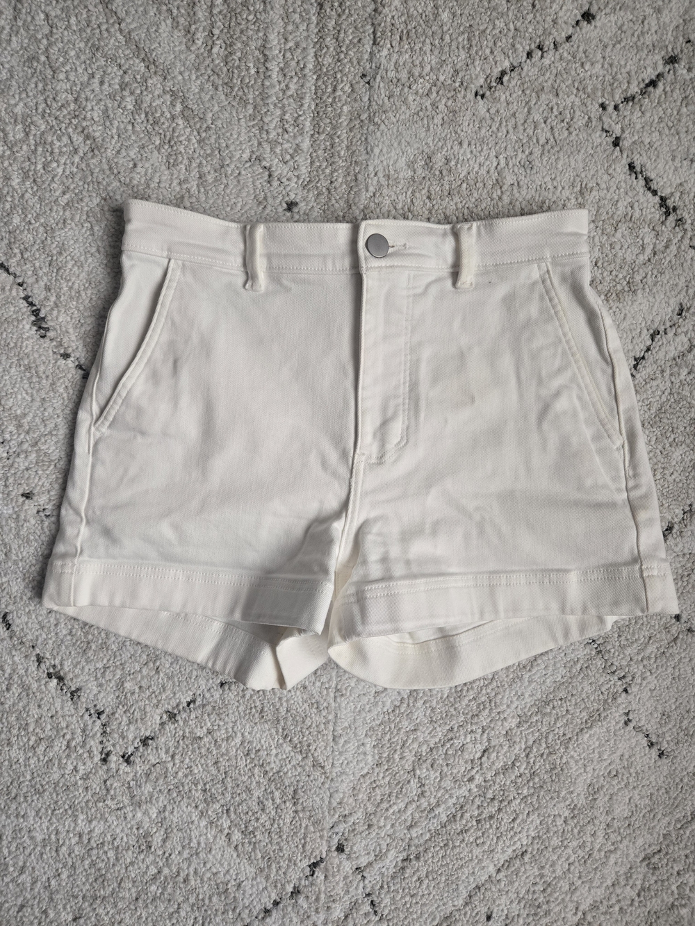 Everlane Bone White High-Rise Cotton Shorts